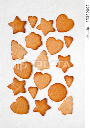 Various ginger cookies on the table 35360097