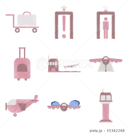 Set of Flat Icons in Shading Style Airport Set of Flat Icons in Shading Style Airport 35362266