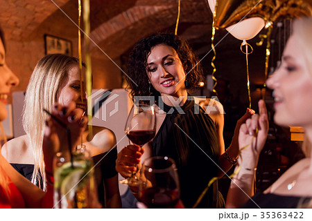 Close-up shot of positive beautiful female friends 35363422