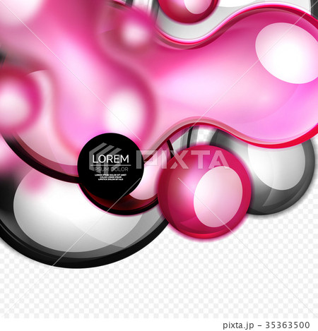 Glass bubbles on grey, modern techno liquid design 35363500