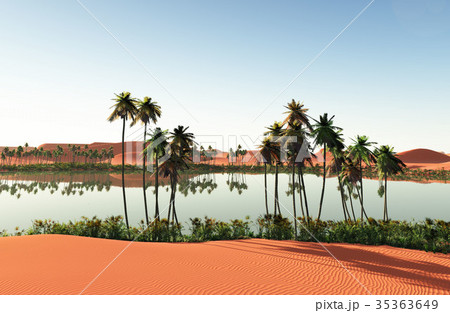Beautiful Natural Background African Oasis 3dのイラスト素材