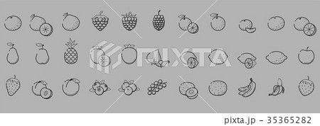 Outline black linear web icon set Fruit berries Outline black linear web icon set Fruit berries 35365282