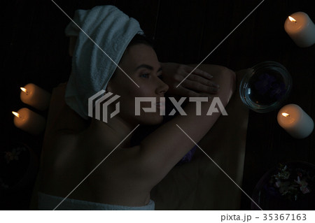 girl lies in the sauna before the massage and Spa girl lies in the sauna before the massage and Spa 35367163