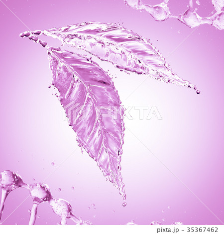 Leaf made of water splash. Pink color Leaf made of water splash. Pink color 35367462