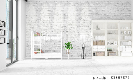 Scene with brand new interior in vogue with white 35367875