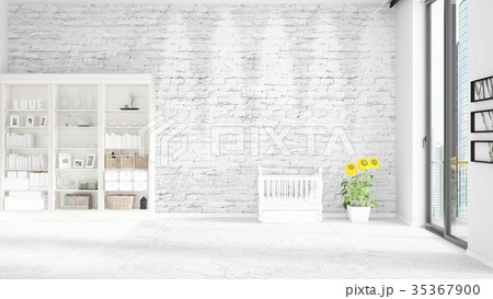 Scene with brand new interior in vogue with white 35367900