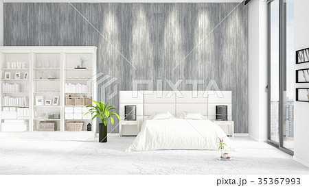 Scene with brand new interior with white rack and 35367993