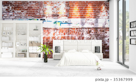 Scene with brand new interior with white rack and Scene with brand new interior with white rack and 35367999