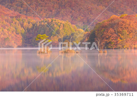 紅葉の裏磐梯曽原湖 紅葉の裏磐梯曽原湖 35369711