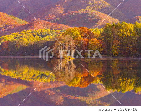 紅葉の裏磐梯曽原湖 紅葉の裏磐梯曽原湖 35369718