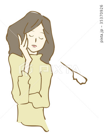 悩む女性 黄色いニットカット 悩む女性 黄色いニットカット 35370926