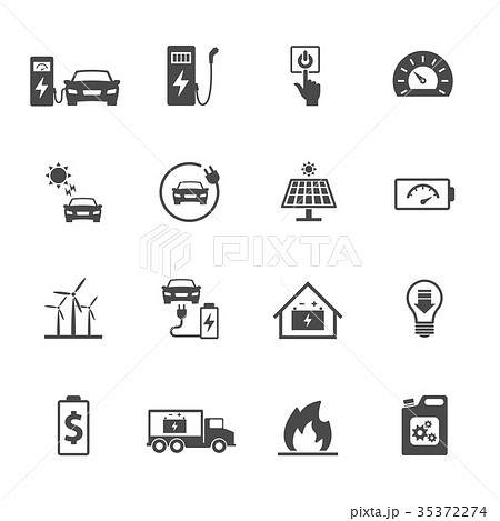 icons set related to electric car. Vector icon 35372274