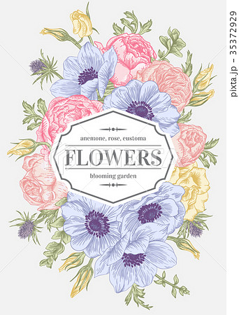 Wedding card with flowers. 35372929