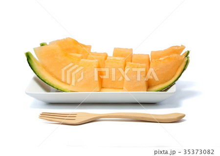 Melon or cantaloupe sliced on white background. Melon or cantaloupe sliced on white background. 35373082