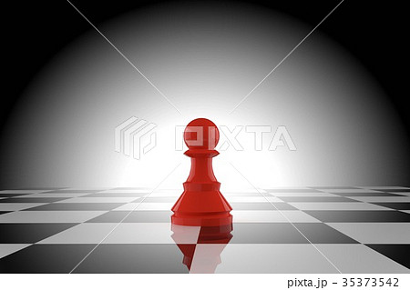 red chess pawn on chessboard in 3D rendering 35373542