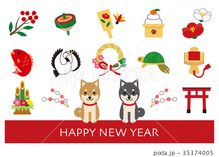 戌年　年賀状　素材 35374005