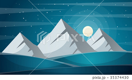 Travel night cartoon landscape. Fi, mountain 35374430