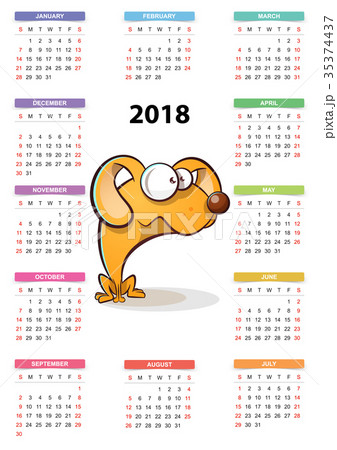 Yellow dog - calendar 2018 year. Yellow dog - calendar 2018 year. 35374437