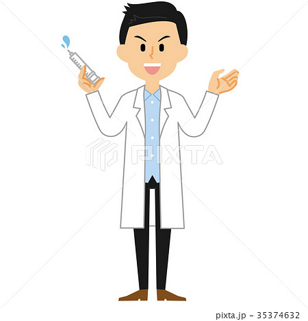 15シリーズ 白衣を着た男性 注射のイラスト素材