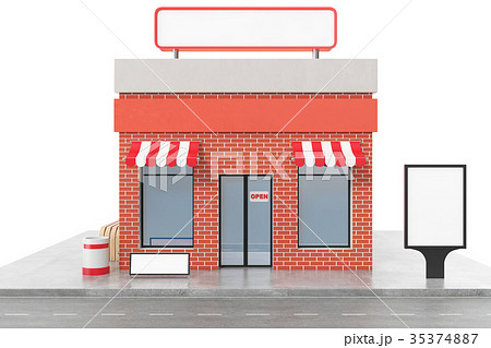 Store with copy space board isolated on white 35374887