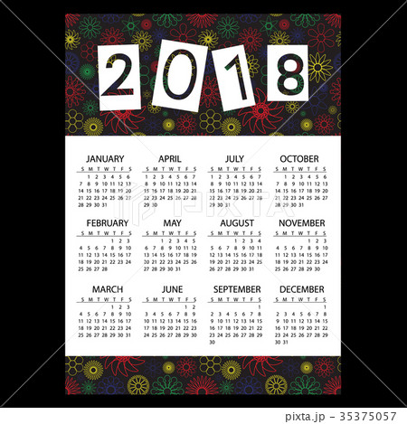 2018 simple wall calendar with outline color eps10 2018 simple wall calendar with outline color eps10 35375057