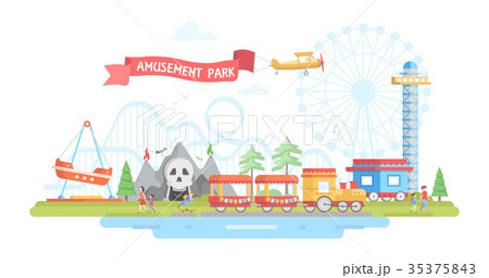 City with amusement park - modern flat design 35375843