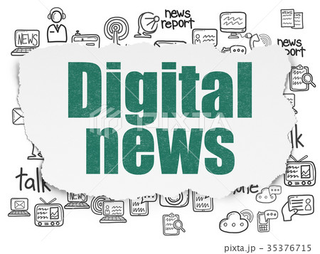 News concept: Digital News on Torn Paper 35376715