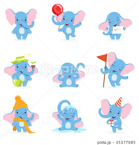 Cute elephant character set, funny baby elephant 35377085