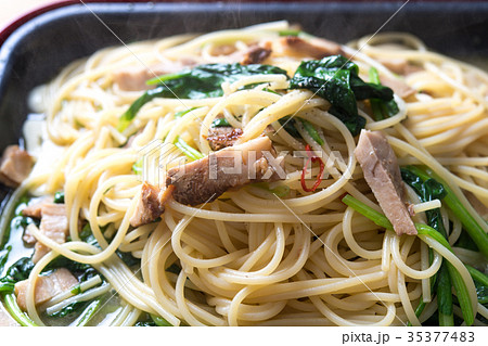 焼豚とホウレン草のパスタ 35377483
