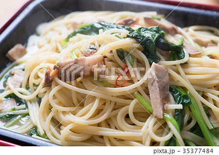 焼豚とホウレン草のパスタ 35377484