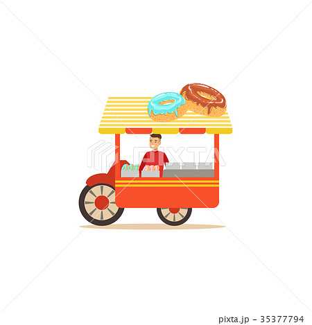 Flat street food cart with donuts 35377794
