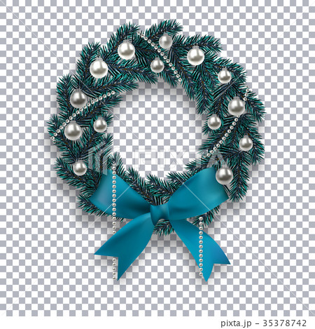 A blue branch of spruce in the form of a Christmas 35378742