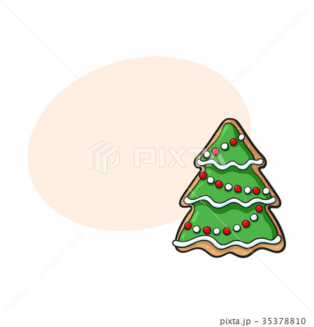 Glazed homemade Christmas tree gingerbread cookie 35378810