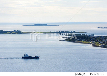 Colorful sunset in Alesund port town 35378995