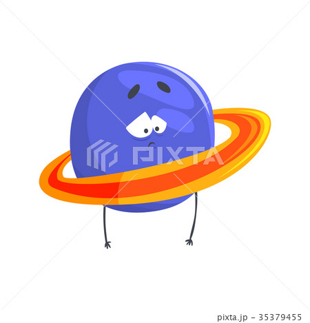Cute humanized Uranus planet character, sphere 35379455