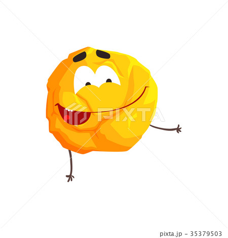 Cute humanized yellow planet character, sphere 35379503