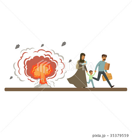 Stateless refugee family escaping from war with 35379559