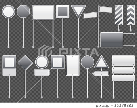 Realistic Road Signs Transparent Set  35379832