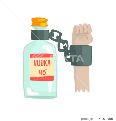 Bottle of vodka with shackles, bad habit 35381306