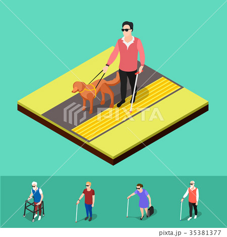 Blind People Paving Background 35381377