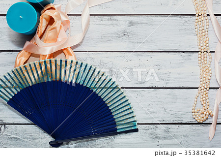 Ballet shoes and theatre props on stage 35381642