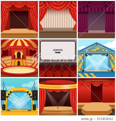 Different colorful cartoon stages set Different colorful cartoon stages set 35383642