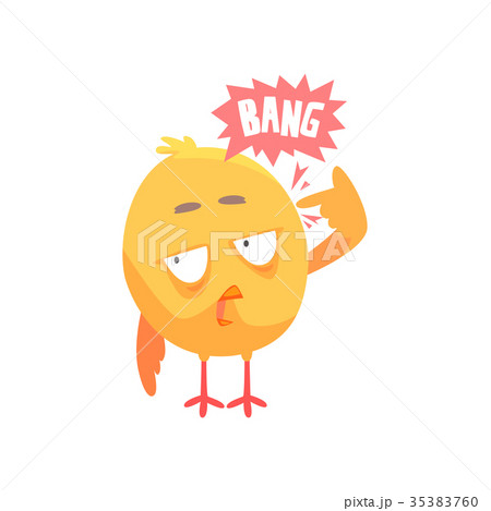 Funny cartoon comic chicken with phrase Bang 35383760