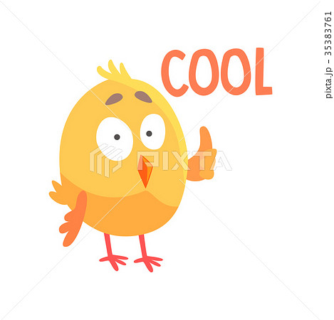 Funny cartoon comic chicken showing thumb up 35383761