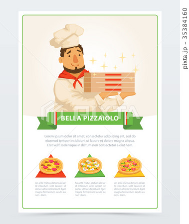 Cartoon character of italian pizzaiolo holding Cartoon character of italian pizzaiolo holding 35384160