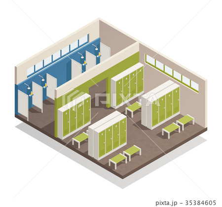 Locker Dressing Room Isometric Composition Locker Dressing Room Isometric Composition 35384605