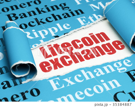 Blockchain concept: red text Litecoin Exchange 35384887