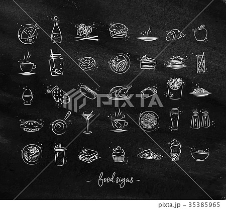 Food vintage icons chalk 35385965