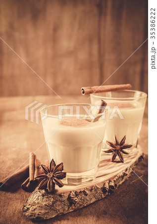 Traditional Eggnog Cocktail for Christmas Eve. 35386222