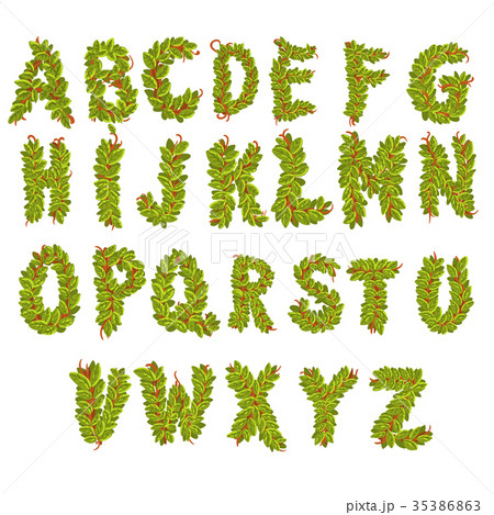 Vector leaves alphabet letters 35386863